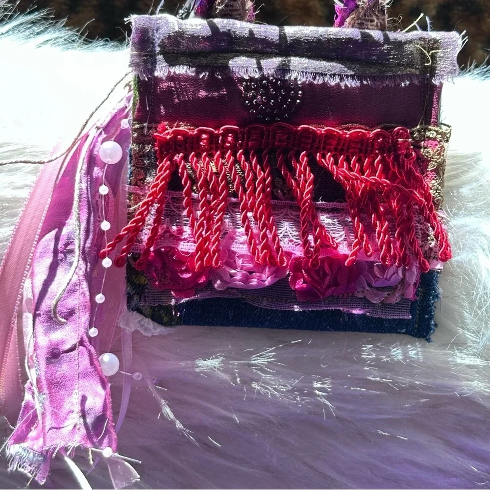 RUBYRUDI Necklace Purse, Hand Crafted, Amulet Wallet Pouch Artisan OOAK Signed